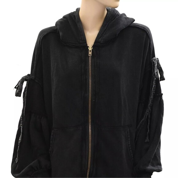 Free People Bow Girl Sweatshirt Hoodie Jacket Top Oversized Cotton XL NWD 283681 - Picture 8 of 12